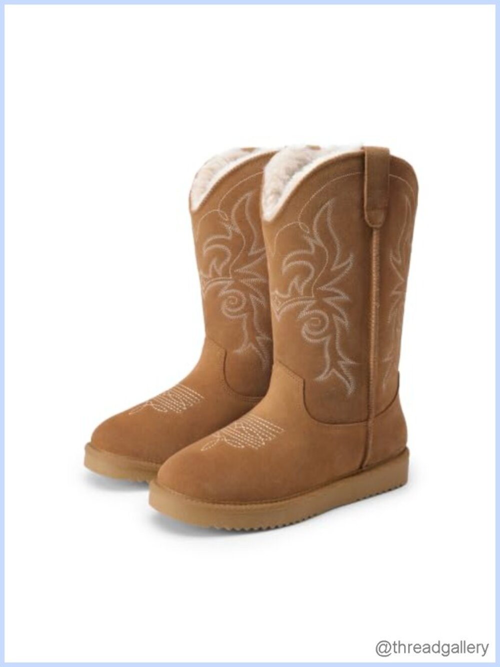 Women's Suede Cowboy Snow Boots Knee High Faux Fur Lined Winter Western